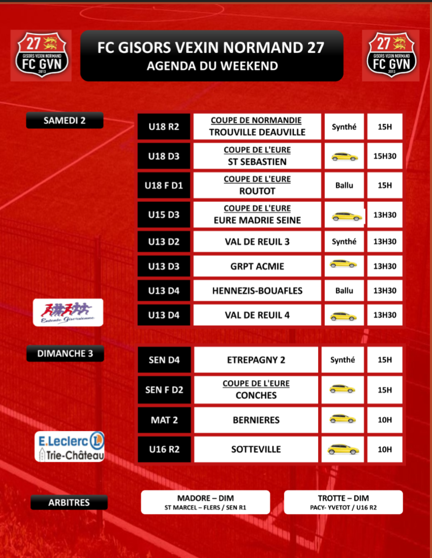AGENDA DU WEEKEND