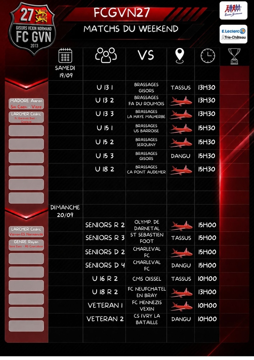AGENDA DU WEEKEND 🔴⚫